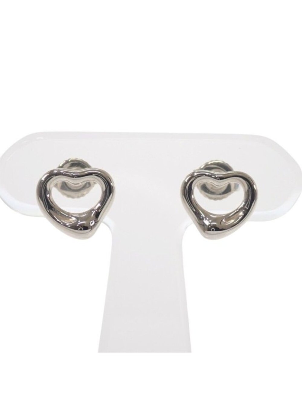Tiffany & Co Elsa Peretti Open Heart Genus Earrings 925 Sterling Silver